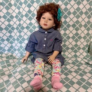 My Twinn Vincent J Defilippo 23” Doll Brown Curly Hair Purple Eyes